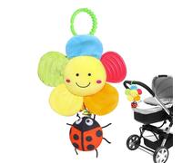 Baby Pram Toy with Music, Hanging Rattle Toys for Babies, Early Development Plush Stroller Car Toy Hanging Activity Toys with Clip on Stroller Pushchair Handbells