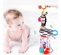 Baby Pram Toys Baby Car Seat Toy Hanging Plush Soft Toy Zebra Giraffe Infant Sensory Toy Training Infant Gripping Skill and Teething Toy for Babys from 0 to 12 Month