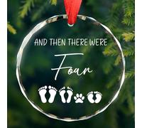 Baby Pregnancy Announcement Gifts, Expecting Parents Dad and Mom to Be Gift, New Parents Gifts for Couples, First Time Grandparents Gift - and Then There were Four Glass Christmas Ornaments