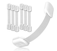 BABY PROOF ME - 6 Pack Child Safety Strap Locks, 3M Adhesive Baby Latches for Cabinets and Drawer, Dishwasher, Fridge, Oven and Trash Can, Stain Free Toilet Lock