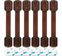 Baby Proofing Safety Cabinet Locks - Child Proof Latches for Drawer Cupboard Dresser Doors Closet Oven Refrigerator - Adjustable Childproof Straps by Oxlay - Brown - 6 Pack
