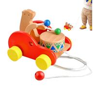 Baby Pull Toy | Wooden Bear Car Blower - Walking Learning Toy - Kids Kids Kindergarten Game Home Birthday Party Living Room Bedroom Garden