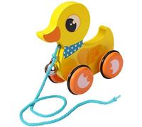 Baby Pull Toy, Wooden Pull Toy with Bell & Non-Slip Wheel, Interactive Duck for 1-3 Year Olds, Develops Mobility, Balance & Hand Eye Coordination Skills, Yellow