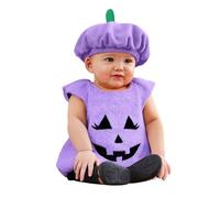 Baby Pumpkin Costume 2 Pieces Set with Cute Kawaii Style Hat Long Sleeve Soft Fleece Halloween Outfit for Infant Girls Boys Seasonal Celebration