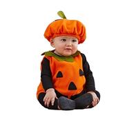 Baby Pumpkin Costume 2 Pieces Set with Cute Kawaii Style Hat Long Sleeve Soft Fleece Halloween Outfit for Infant Girls Boys Seasonal Celebration