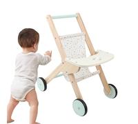 Baby Push Walker with Wheels | Baby Wood Push Walker Doll Stroller | Interactive Educational Toys for Kids Boys Girls Birthday First Step Role Play Holiday Indoor Outdoor Yard Bedroom