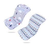Baby Pushchair Seat Liners,Pram Liner Universal Fit for Most Pushchairs,100% Cotton Double-Sided Baby Stroller Cushion Pad,Stroller Seat Cover for Toddler Infant 1 Pack,78x34cm(Airplanes+Waves)