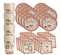 Baby-Q Baby Shower Party Supplies Set Plates Napkins Cups Tableware Kit for 16