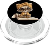 Baby Raccoon Open Book Reading Animal Lover Graphic Portrait PopSockets PopGrip for MagSafe