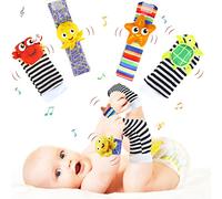 Baby Rattle Socks Wrist and Foot Rattle Socks for Baby 0-6 Month Boys Girls Sensory Toys for 6-12 Month Toddler Foot Finders & Wrist Rattles Toys Gifts for Newborn Babies Toddler Boys Girls Age 6M+