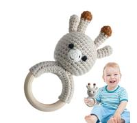 Baby Rattle Teether Toy - Crochet Animal Handmade Rattle - Easter Basket Stuffers, Educational Soothing Teether Toy, Stuffed Animals for Children Nursing