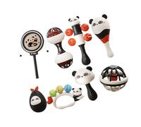 Baby Rattle Toy Panda Theme Promoting Head Lifting and Grasping Skills Easy Grip for 0-3Months Infant 3/4/6/8PCS Fine Motor Skill Development Toy