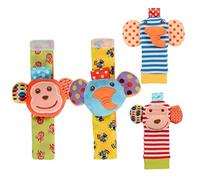 Baby Rattle Toy Wrist Bell Finder Socks Set Developmental Texture Cute Soft Animal Infant for Newborn Girls Boys 4PCS Baby Rattle Toy