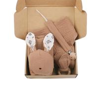 Baby Rattles Toy Set Teether Cotton Soothing Towel Clip Infant Teether Set Newborn Shower 5PCS