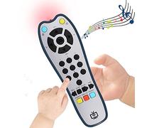 Baby Realistic TV Remote Control Toy with Light and Sound, Upgrade Adjustable Volume, Early Educational Musical Toys with 3 Language English,French and Spanish Gift Toy for 3+ Months Boys or Girls