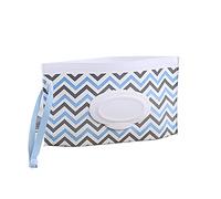 Baby Refillable Wet Wipe Dispenser for Diaper Bag Lightweight Travel Wipes Dispenser Cases (Blue &Black Wavy)