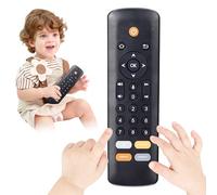 Baby Remote Control Toy, 3 Languages, Lights & Sounds, 6M+, Black | Realistic pretend TV remote for babies who grab the family remote, numbers in English, Spanish and French, adjustable volume