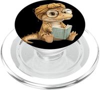 Baby Reptile Small Book Reading Graphic Lizard Round Glasses PopSockets PopGrip for MagSafe