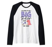 Baby Reveal Dinosaur I’m Going to Be a Big Sister Again 2026 Raglan Baseball Tee
