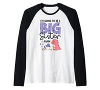Baby Reveal Dinosaur - I’m Going to Be a Big Sister Again Raglan Baseball Tee