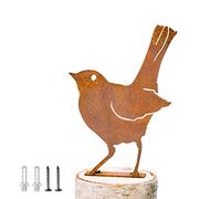 Baby Robin Rusty Metal Bird Decoration - Lifelike Patina Garden Ornament, Silhouette Simulation Figurine for Home Decor, Rustic Outdoor Patio Yard Adornment