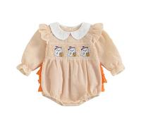 Baby Romper Halloween Baby Girls Long Sleeve Bodysuit Cute Collar Casual Jumpsuit for Infant Toddler Autumn Fashion Newborn Onesies Comfortable Stretchy for 3-18 Months(Orange, 18-24 Months)