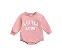 Baby Romper Newborn Baby Girls Rompers Baby Boys Onesie Toddler Bodysuit Printed Valentine's Day Outfits Infant Crewneck Long Sleeve Jumpsuit Baby Outfit 3 to 6 Months (Pink, 3-6 Months)