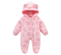 Baby Rompers Boys Girls Winter Jumpsuit Plush Cute Hooded Zipper Romper Coat Outwear Toddler Halloween Costume Newborn Clothes Pink