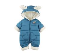 Baby Rompers Girl Boy Romper Set Fuzzy Warm Hooded Animal Onesie Grows Outfits Toddler Halloween Costume Cartoon 0-12 Months Dark Blue