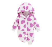 Baby Rompers Girl Boy Romper Set Girls Boys Plush Jumpsuit Hooded Cartoon Sleepsuits for Unisex Newborn Funny Cosplay Zip-Up Clothes Purple