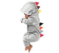 Baby Rompers Girl Boy Romper Set Girls Boys Plush Jumpsuit One Piece Hoodie Cute Hooded Zipper Toddler Halloween Costume Newborn Clothes Grey
