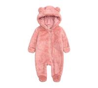 Baby Rompers Newborn Girls Boys Zipper Hooded Jumpsuit Autumn Winter Flannel Cartoon Sleepsuits Romper for Unisex Fall Animal Outfit Outfits 0-12 Months Pink