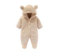 Baby Rompers Newborn Girls Boys Zipper Hooded Jumpsuit Fuzzy Warm Romper Outfits Cartoon Sleepsuits Clothing Gift 0-12 Months Yellow