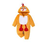 Baby Rompers Newborn Girls Boys Zipper Hooded Jumpsuit Plush Animal Onesie Romper for Unisex Fall Winter Outfit Clothes Orange