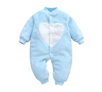 Baby Rompers Newborn Winter Hooded Romper Autumn Flannel Cartoon Sleepsuits Cute Zipper Toddler Halloween Costume Infant Outerwear for Boys Girls Blue