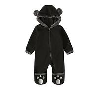Baby Rompers Newborn Winter Hooded Romper Autumn Flannel Cotton Pajamas for Unisex Toddler Halloween Costume Cartoon Outfits 0-12 Months Black
