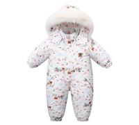 Baby Rompers Newborn Winter Hooded Romper Girls Boys Plush Jumpsuit Cotton Pajamas Warm Outerwear Sleepwear Boy Girl Clothes Infant Outfit White