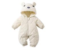 Baby Rompers Newborn Winter Warm Outfits Fuzzy Hooded Romper Coat Outwear Cute Zipper Toddler Halloween Costume Autumn Beige
