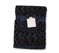Baby Rosebud Wrap Blanket with Fleece Back and Satin Trim (Navy)