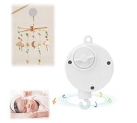 Baby Rotary Mobile Crib Bed Bell Toy, Windup Clockwork Movement White Music Box with Rotating Hook