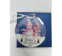 Baby’s First Christmas Glass Ornament 2025 - Baby Girl Keepsake Ornament with Box and Red Ribbon