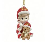 Baby’s First Christmas Ornament 2025 Girl- My First Christmas Ornament Keepsake for Baby Girl, Baby in Santa Hat Holding Teddy Bear, 1st Christmas Ornament Gift, Baby’s First Christmas Decoration