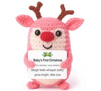 Baby’s First Mini Crochet Reindeer Keepsake with Story Card, Handmade 8-10cm, Woodland Nursery Shelf Decor, New Parents Gift, Cozy Winter Keepsake (Not a Toy)