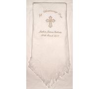 Baby’s Personalised Christening/Baptism/Naming Day Cross Shawl (Silver)
