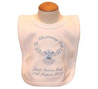 Baby’s Personalised Christening/Baptism/Naming Day Guardian Angel Bib (Blue)