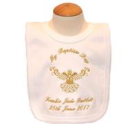 Baby’s Personalised Christening/Baptism/Naming Day Guardian Angel Bib (Gold)