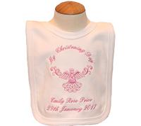 Baby’s Personalised Christening/Baptism/Naming Day Guardian Angel Bib (Pink)