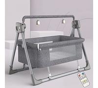Baby Safe Bed - Dark Gray Electric Swing Rocking Chair With Adjustable Bedside Cribs, Automatic Rocking Recliner Crib Basket, Best Bed For Infant Newborn Unisex.