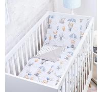 Baby Safe Duvet Cover Baby Cot 120 x 90 cm Duvet Cover Cot 100% Organic Cotton Oeko-Tex Certified Single Bed Sheets Baby Bedding Set Balloon Grey
