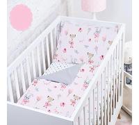 Baby Safe Duvet Cover Cot Newborn 135 x 100 cm Duvet Cover Cot 100% Organic Cotton Oeko-Tex Certified Sheets Single Bed Baby Bedding Set Pink Deer